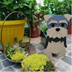 3D Grey Mixed Yorkshire Terrier "Yorkie" Wooden Home Decor Flowerpot Durable and Cute Planter Garden Flowerpot