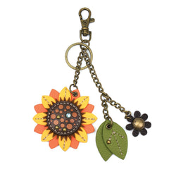 Chala Mini Summer Big Sunflower Print - Bronze Yellow Orange Summer Spring Sun Flower Charming Key Chain Flower Key Ring Mom