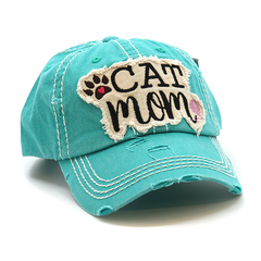 Womens Distressed Vintage Cat Mom  Baseball Cap Hat Vintage Pet Lovers