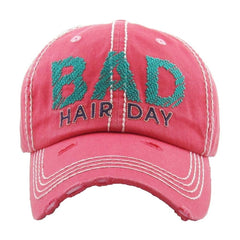 Bad Hair Day | Factory Distressed Vintage  Women's Cap Patch-Embroidery Hat Baseball - NoveltyGal
