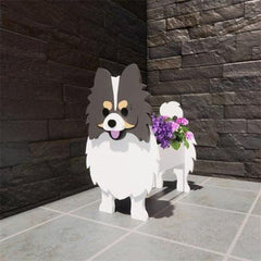 3D Black and  White Pomeranian Home Decor Flowerpot Durable and Cute Planter Garden Flowerpot