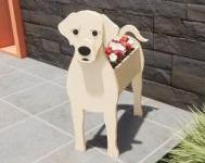 3D Yellow Labrador Wooden Home Decor Flowerpot Durable and Cute Planter Garden Flowerpot