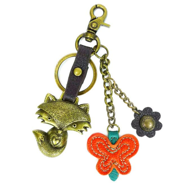 Charming Fox Chala Mini Fox  Bronze Bone Charming Key Chain Flower Mom Pet Mom Animal Keyring Purse