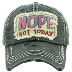 Baseball Cap Adjustable Nope Not Today Christian Hat Womens Lady Distressed Vintage Look