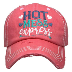 Baseball Cap Adjustable Hot Mess Express Mom Womens Lady Distressed Vintage Look