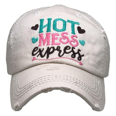 Hot Mess Express | Factory Distressed Vintage  Women's Cap Patch-Embroidery Hat Baseball