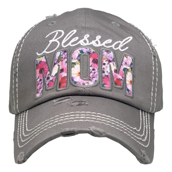 Blessed Mom Christian | Mothers Day | Factory Distressed Vintage  Women's Cap Patch-Embroidery Hat Baseball