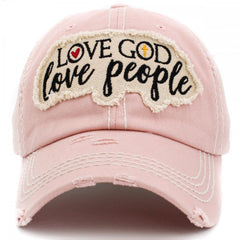 Love God Love People Christian  Distressed Vintage Women's Cap Hat Baseball Cap