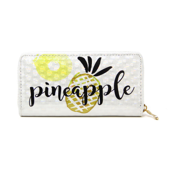 Women Novelty Pineapple Fruit wallet credit card holder with Pineapple print  Long Wallet Cell Phone Holder