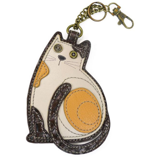 Chala Lazy Cat White  Brown Key Chain - Coin Purse - Cat Lovers - Cat Mom