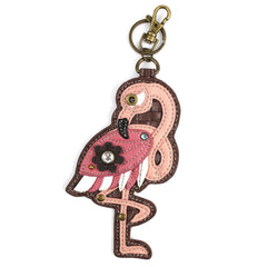 Chala Pink White Flamingo Key Chain - Coin Purse - Dolphin Lovers - Pet Mom Bird Lovers Beach Sea Animal