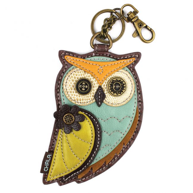 Cute cartoon leather printed owl keychain ladies coin purse lipstick