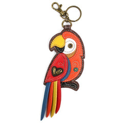 CHALA SYNTHETIC LEATHER RED PARROT - KEY FOB/COIN PURSE KEYCHAIN
