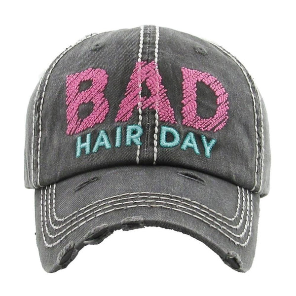 Bad Hair Day | Factory Distressed Vintage  Women's Cap Patch-Embroidery Hat Baseball - NoveltyGal