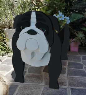 New 3D Bull Dog Wooden Home Decor Flowerpot Durable and Cute Planter Garden Flowerpot