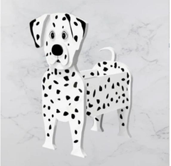 Cute Black White Dalmatian Dog 3D PVC Wooden Home Decor Flowerpot Durable and Cute Planter Garden Flowerpot