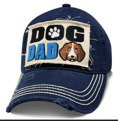 MEN DAD DOG NAVY BLUE DISTRESSED EMBROIDERY CAP BASEBALL BUCKLE ADJUSTABLE