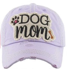DOG MOM | Factory Distressed Vintage  Women's Cap Patch-Embroidery Hat Baseball - NoveltyGal