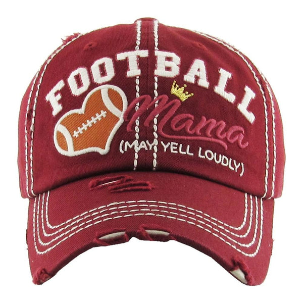 Football Mama Distressed Red Navy Vintage NBA NCAA Blue Women Hat Baseball Cap - NoveltyGal