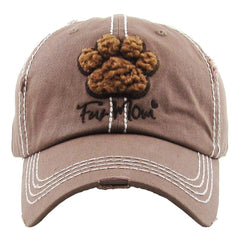 Fur Mom Paw | Factory Distressed Vintage  Women's Cap Patch-Embroidery Hat Baseball - NoveltyGal