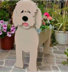 Golden Doodle Poodle Golden Retriever Wooden Home Decor Flowerpot Durable and Cute Planter Garden Flowerpot