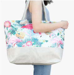 LARGE SPRING FLAMINGO WOMEN TOTE BAG LARGE BEACH BAG TOTE RHINESTONE - NoveltyGal