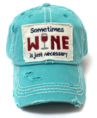 Retro Style Sometime Wine is Necessary Factory Distressed Vintage Women's Cap Hat Baseball Cap