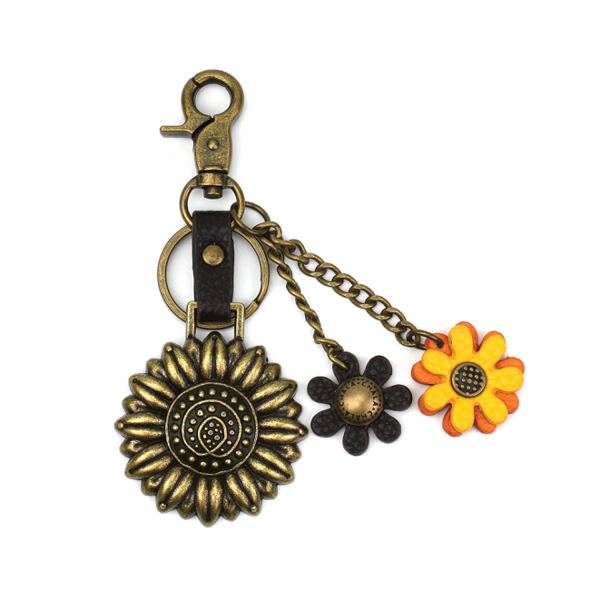 Jomo Joy Leather Flower Keychain Purse Tassels Charms Women Handbags Designer Bag Accessories Keyring Decor Sunflower 8 Long